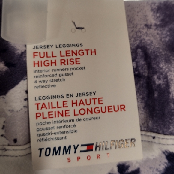#0361 XL (Tag 1X runs small) NWT TOMMY HILFIGER Blue/Wht Tie Dye Jersey Leggings - Picture 10 of 16